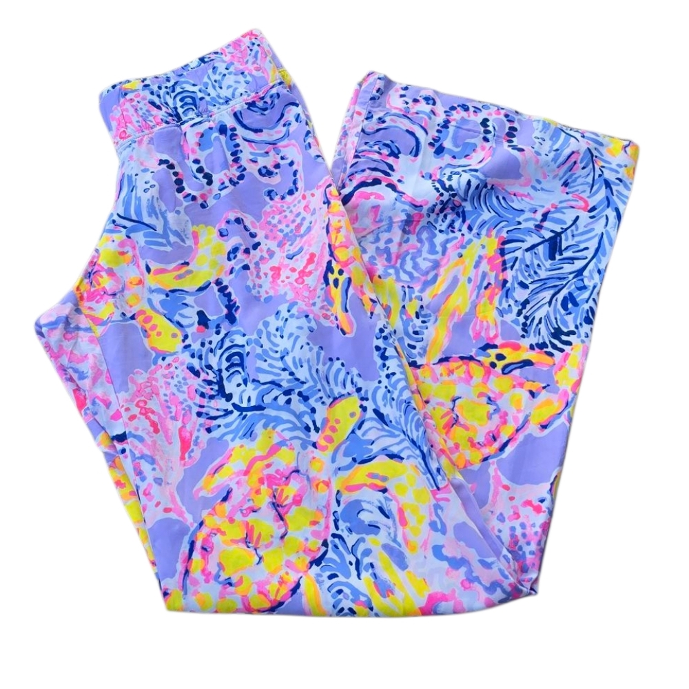 Lilly Pulitzer So Snappy Turtle Bal Harbour Palazo Pants Wide Leg Purple Size XS
